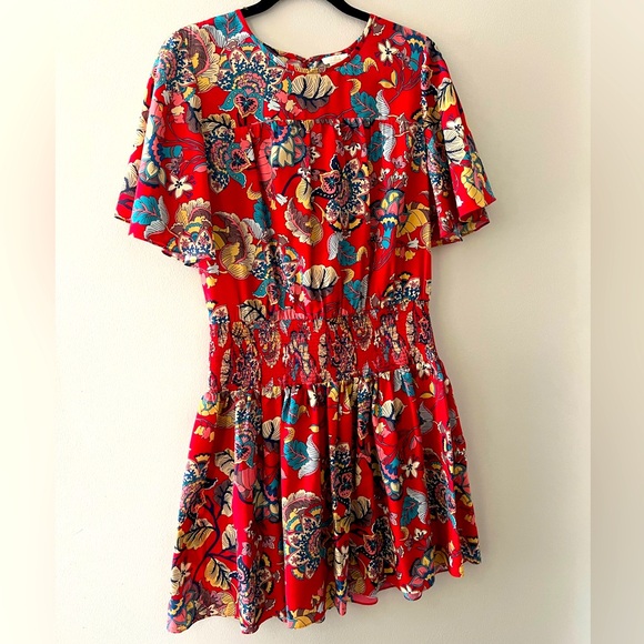 Shoshanna Balaji Floral Smocked Dress - Cayenne - size 10 - NWOT - Picture 1 of 10